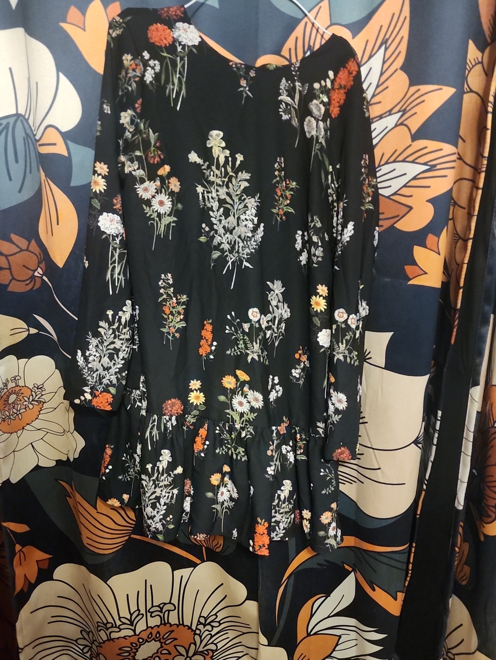 Philosophy Black Floral Mini Dress with Ruffled Hem